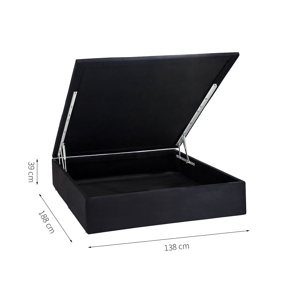 Base para Cama Box Casal Physical l com Baú (39x138x188) Preta