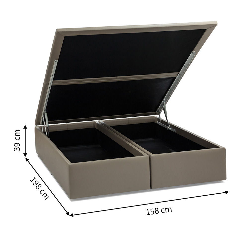 Base para Cama Box Queen Americana com Baú Bege