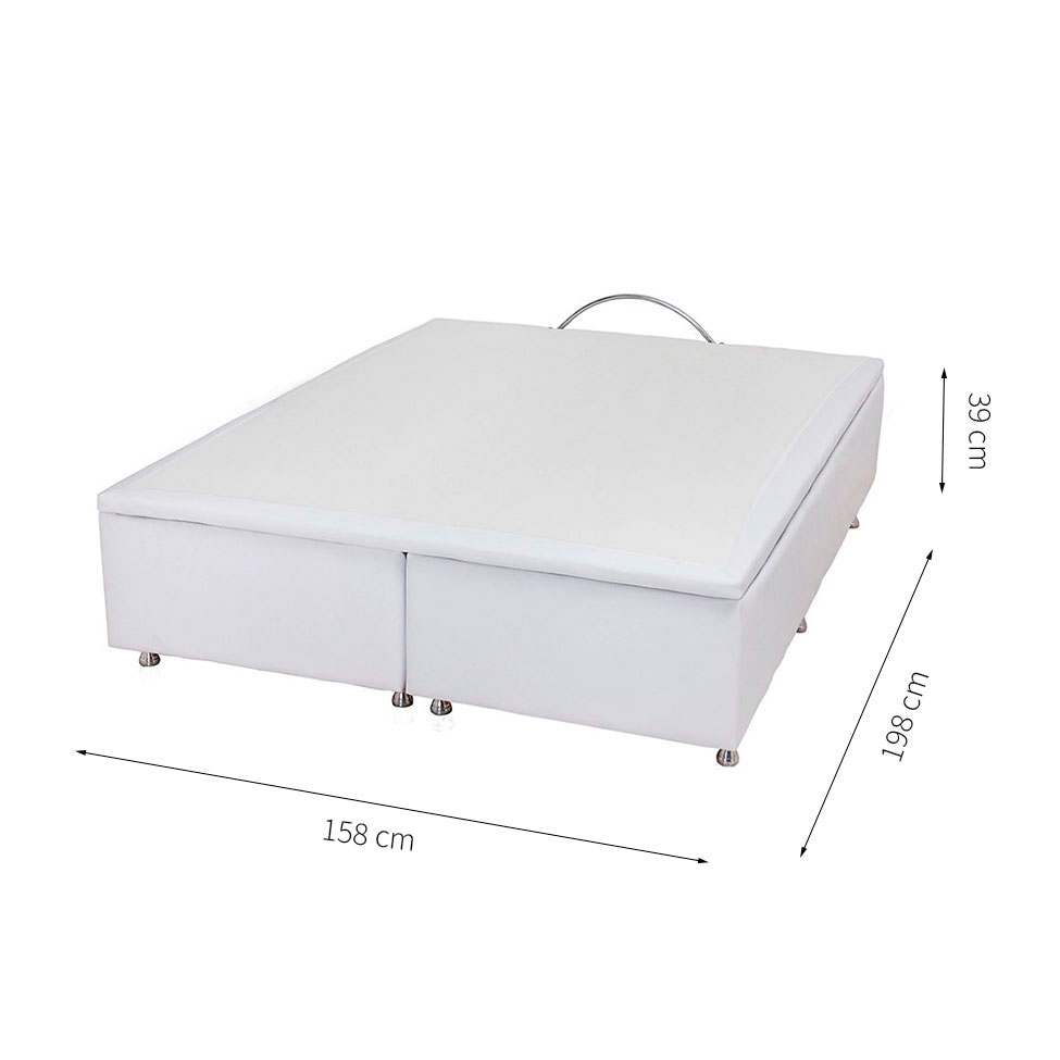 Base para Cama Box Queen Physical com Baú (39x158x198) Branca