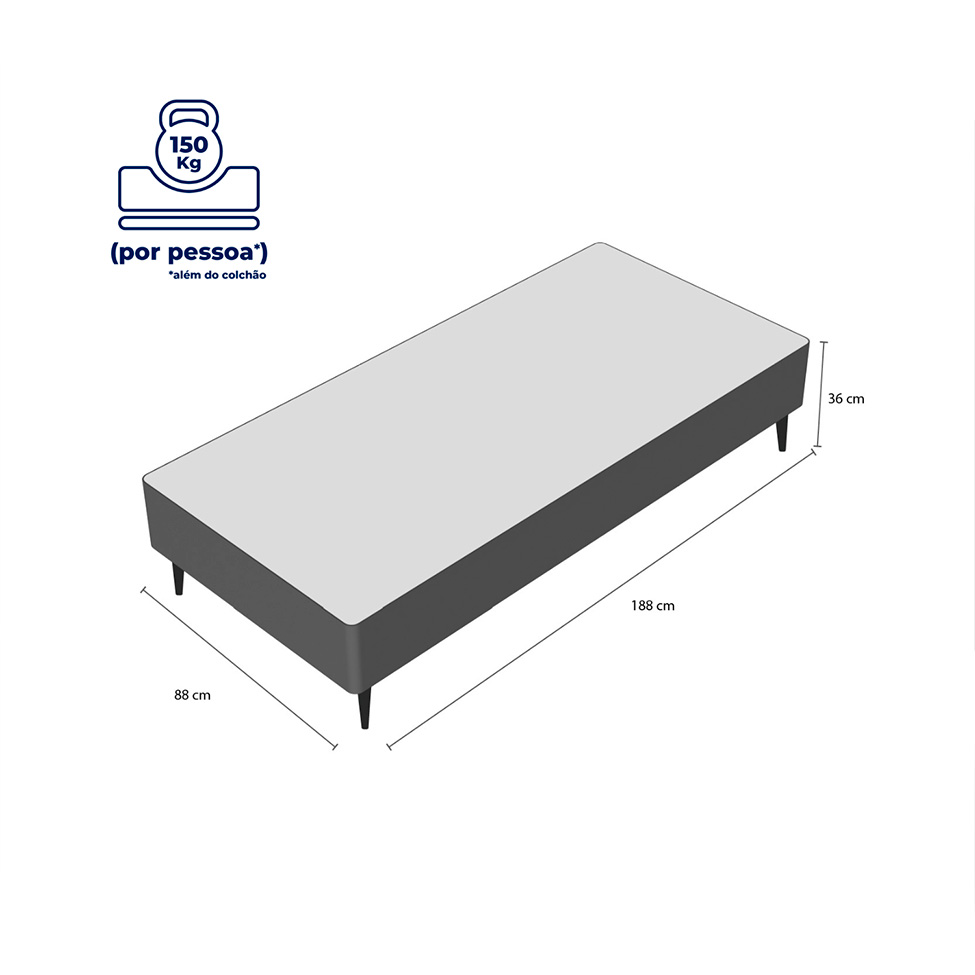 Base para Cama Box Solteiro Camurça I Preta