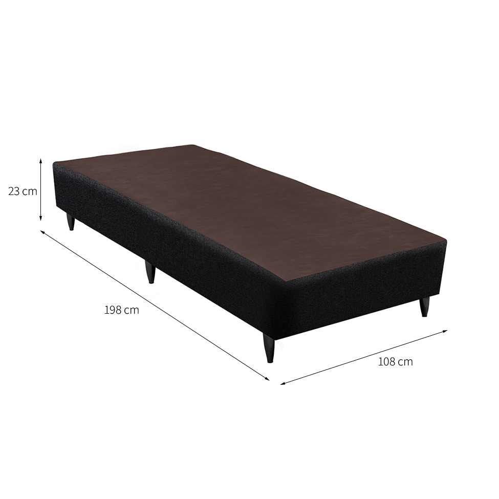 Base para Cama Box Solteiro Linen (23x108x198) Preta