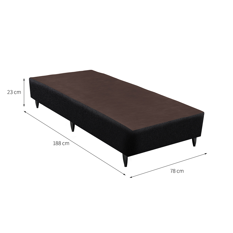 Base para Cama Box Solteiro Linen (23x78x188) Preta