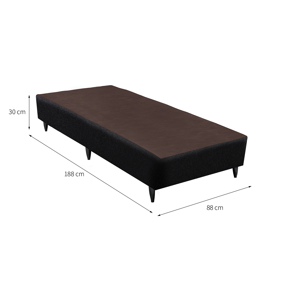 Base para Cama Box Solteiro Linen (30x88x188) Preta