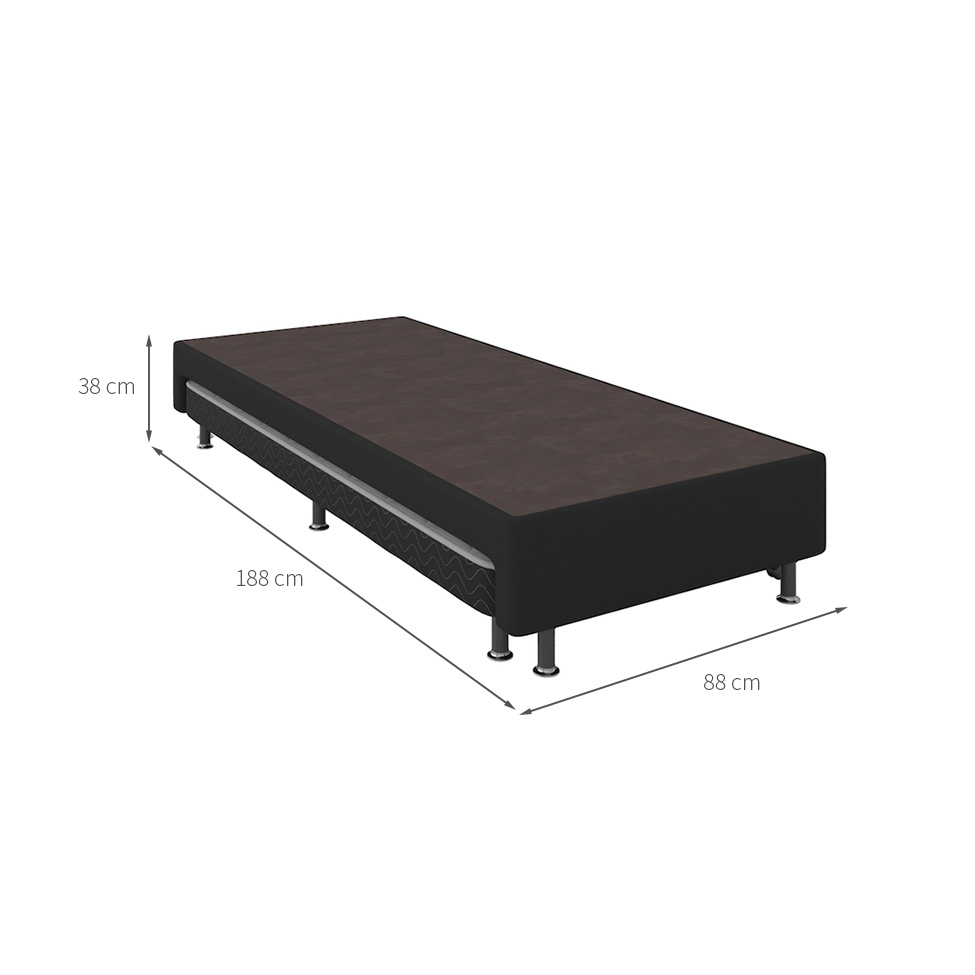 Base para Cama Box Solteiro Nero com Colchão Auxiliar Espuma D28 Preta e Branca