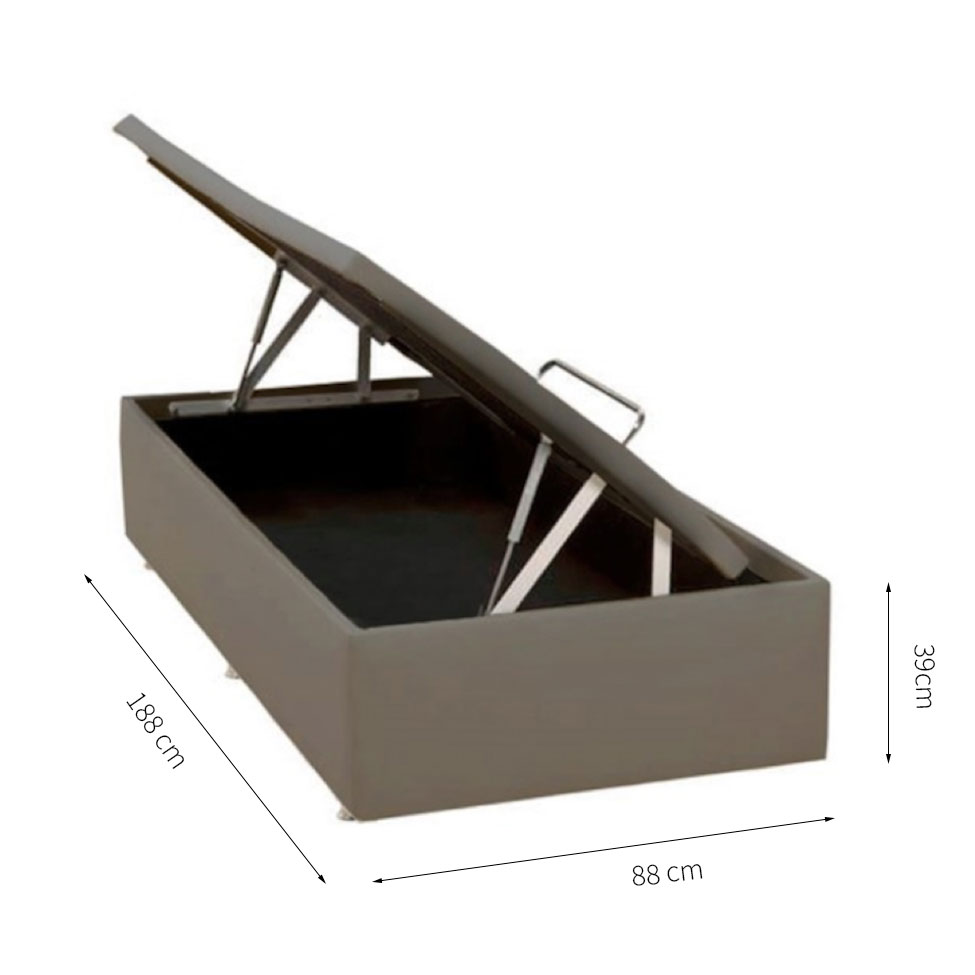 Base para Cama Box Solteiro Physical l com Baú (39x88x188) Bege