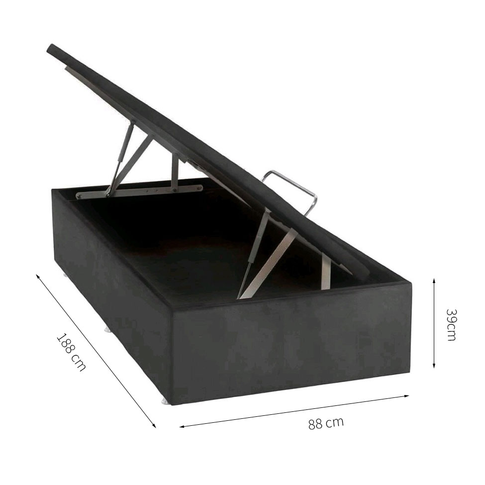 Base para Cama Box Solteiro Physical l com Baú (39x88x188) Cinza