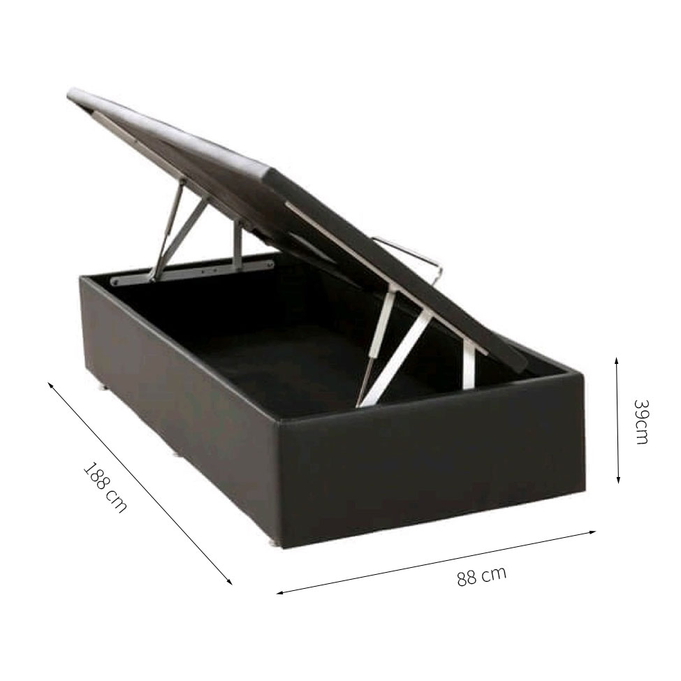 Base para Cama Box Solteiro Physical ll com Baú (39x88x188) Preta