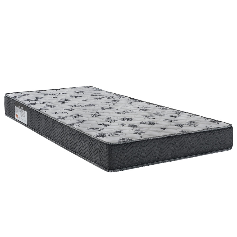 Cama Box Camurça I com Colchão Solteiro Espuma D33 Iso (18x88x188) Cinza e Grafite
