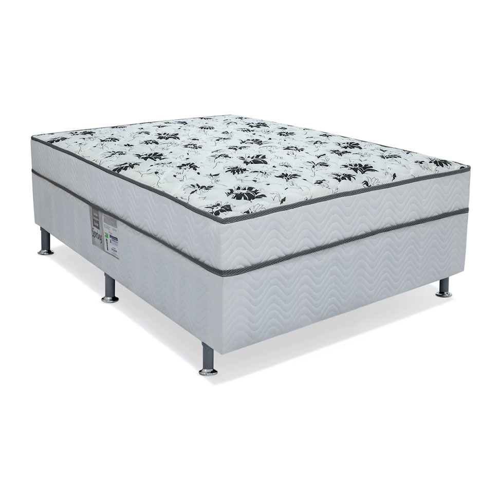 Cama Box Casal Conjugada Spring Molas Nanolastic Branca