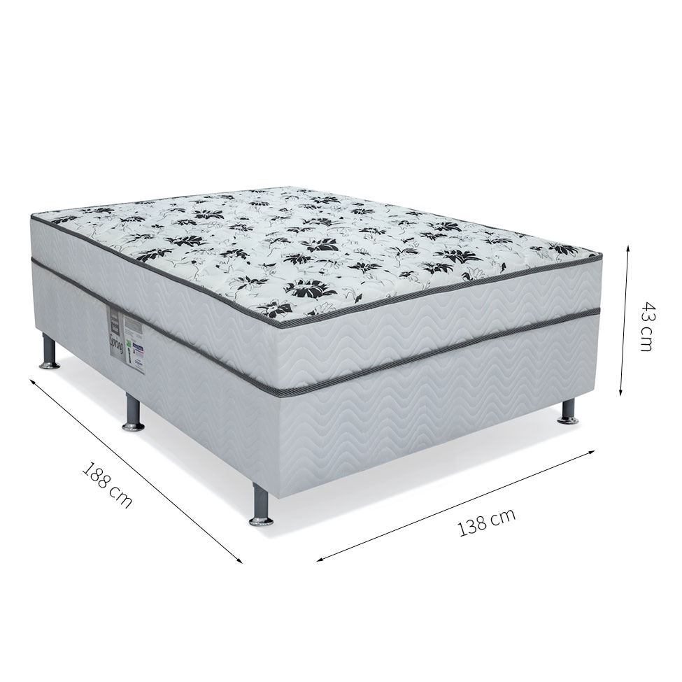Cama Box Casal Conjugada Spring Molas Nanolastic Branca