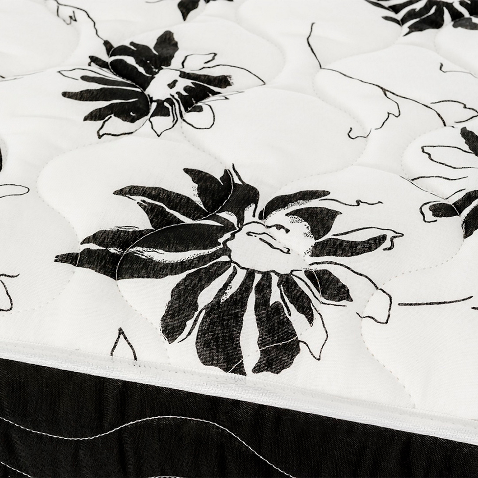 Cama Box Casal Conjugada Union Espuma D28 Preta e Branca