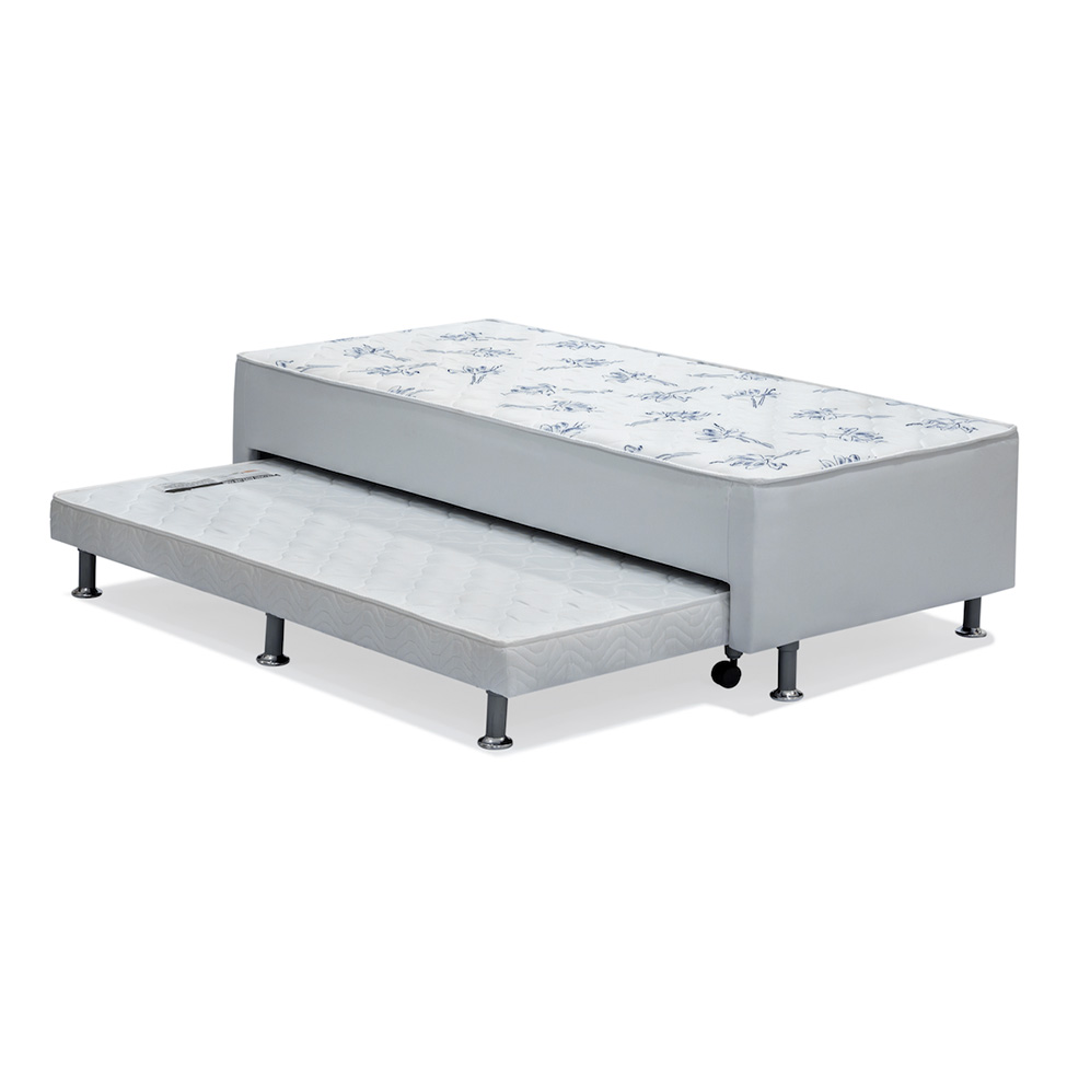 Cama Box Conjugada Solteiro Cori Espuma D28 com Colchão Auxiliar Espuma D28 Bianco (11x79x171) Branco