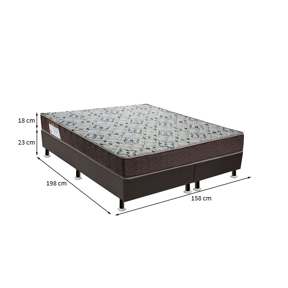 Cama Box Cori I com Colchão Queen Espuma D45 Iso (18x158x198) Marrom