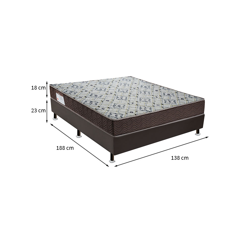 Cama Box Cori II com Colchão Casal Espuma D45 Iso (18x128x188) Marrom