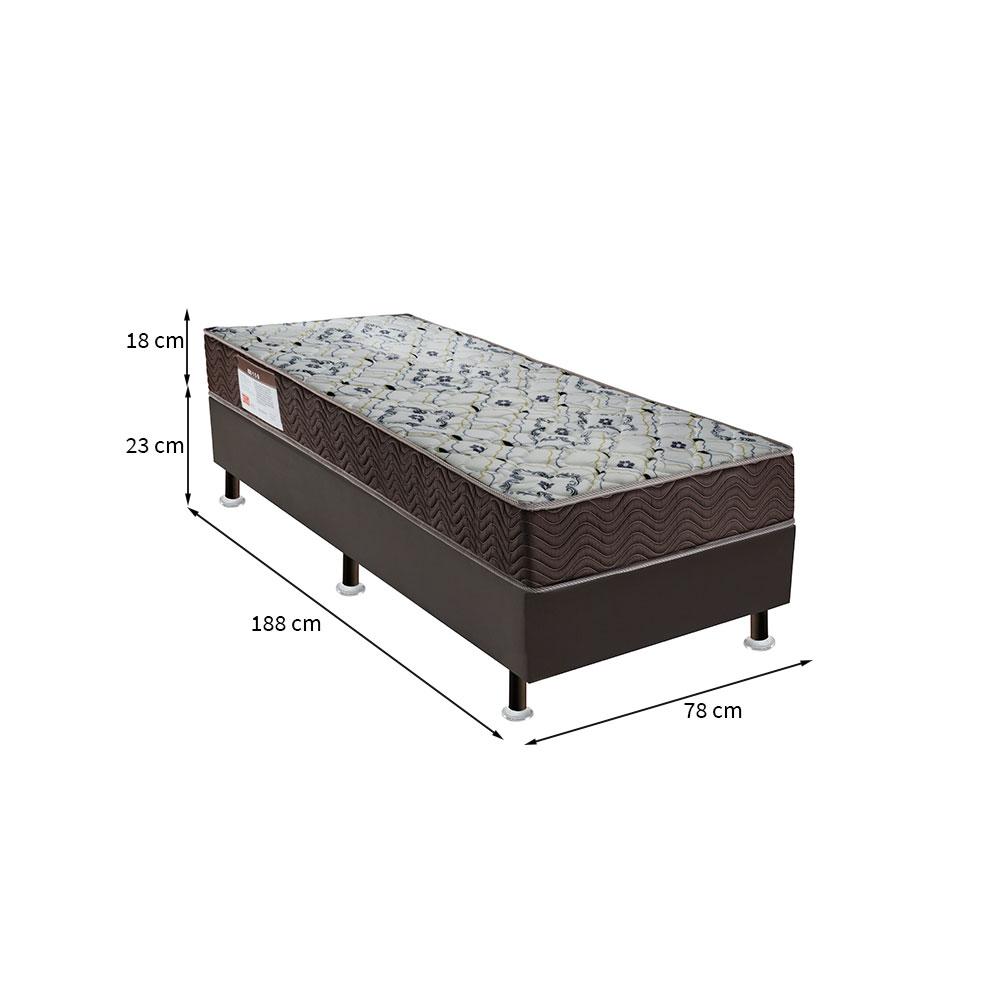 Cama Box Florence I com Colchão Solteiro Espuma D45 Iso (18x78x188) Marrom