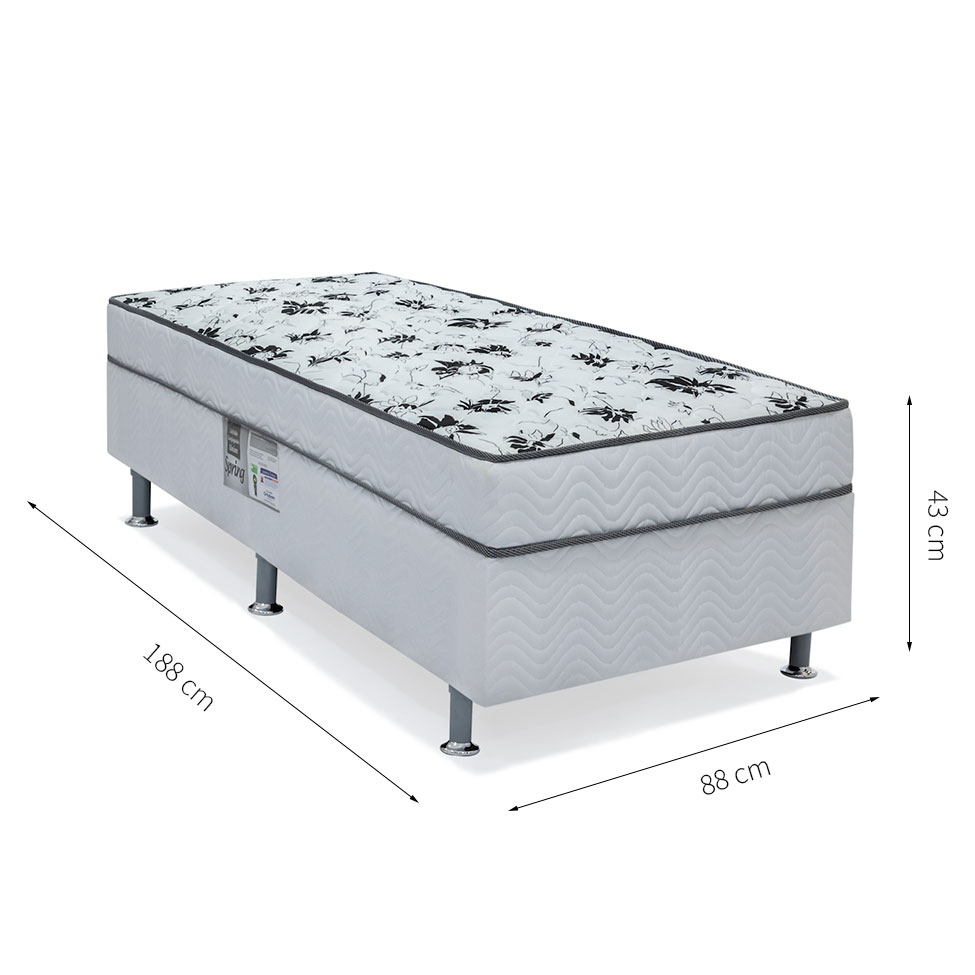Cama Box Solteiro Conjugada Spring Molas Nanolastic Branca