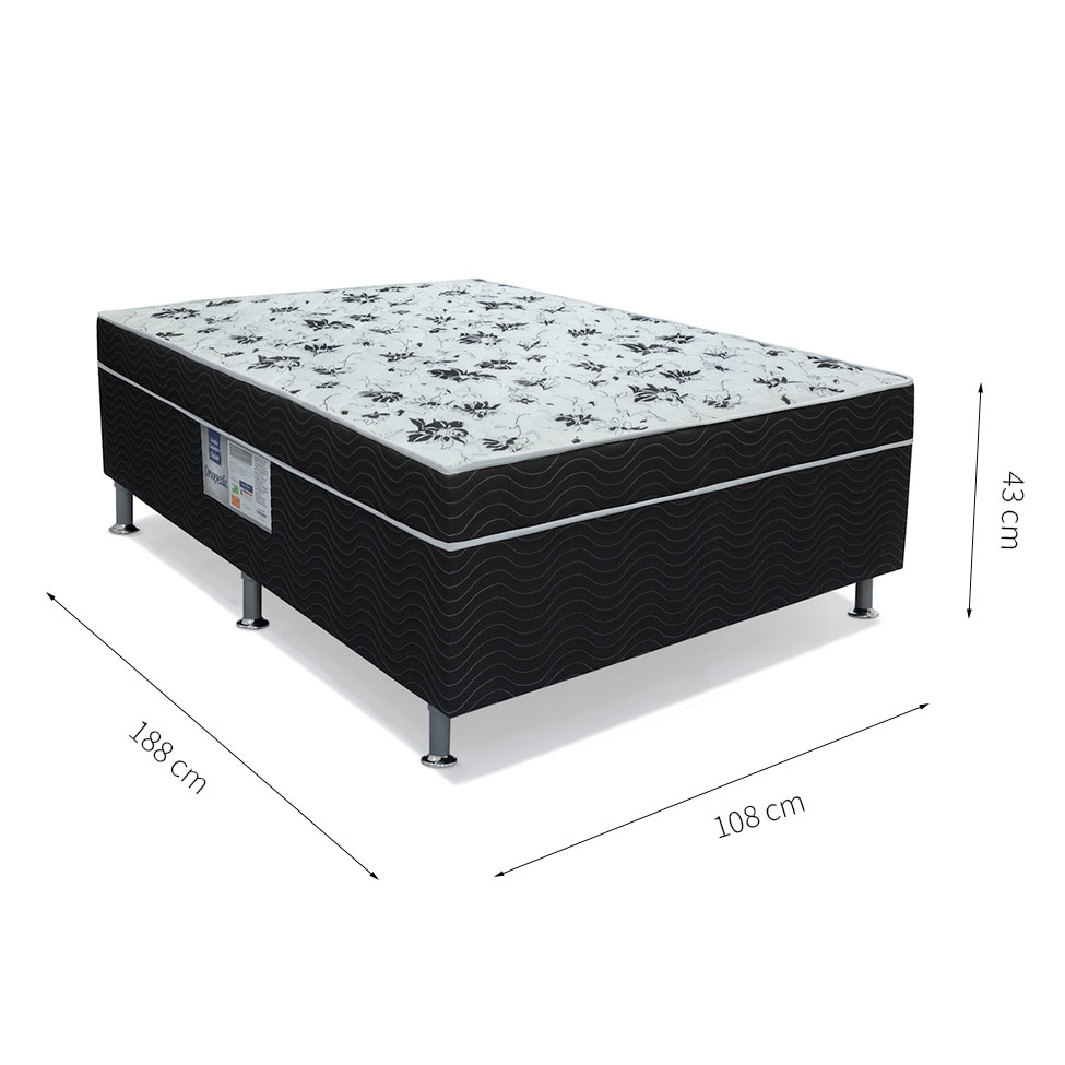 Cama Box Solteiro Conjugada Union D28 Preta
