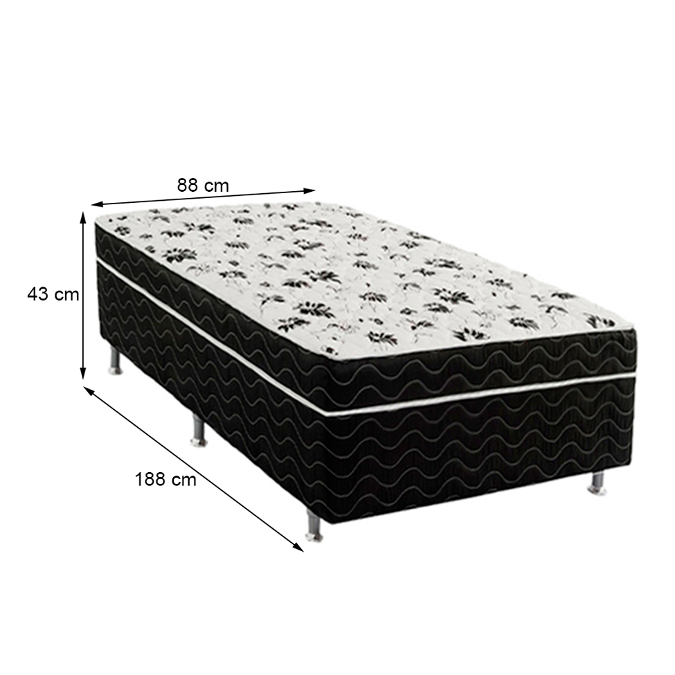 Cama Box Solteiro Conjugada Union Ortopédico D28 Preta