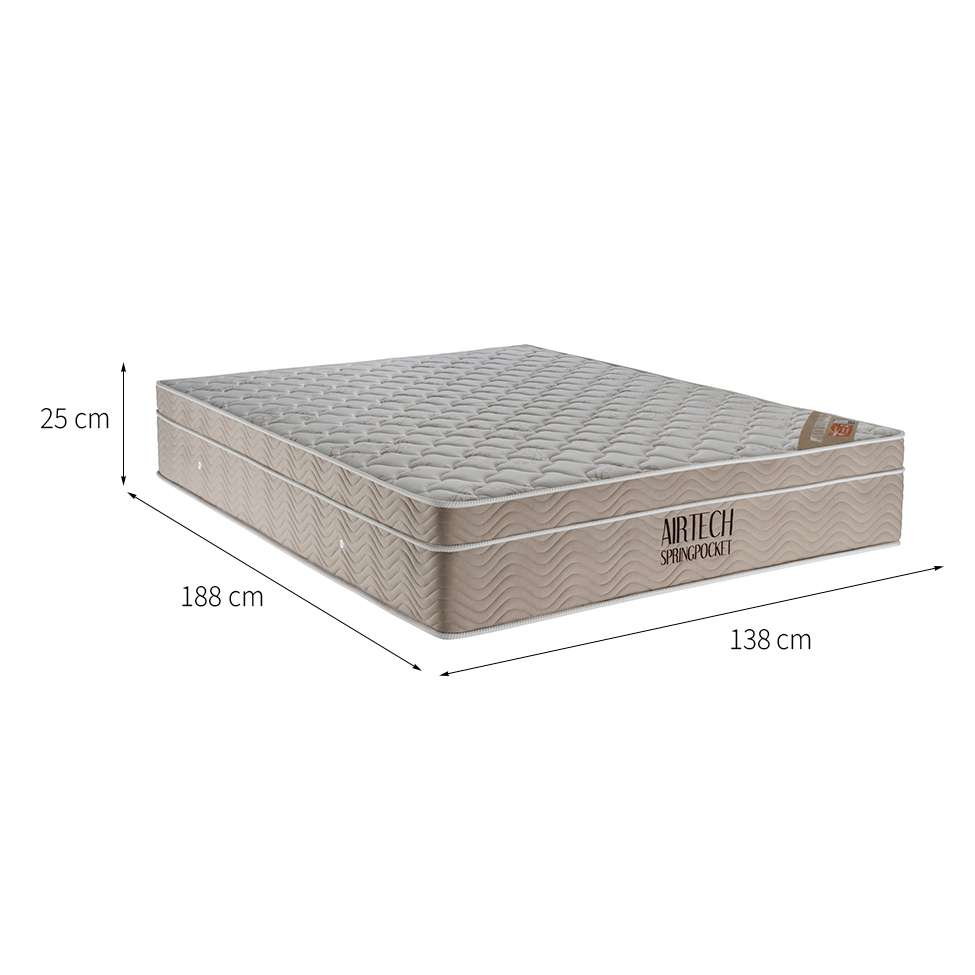 Colchão Casal Airtech Spring Mola Superpocket (25x138x188) Bege