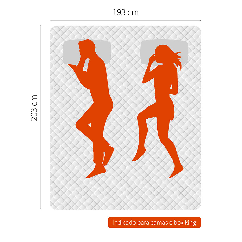 Colchão King Physical Nanolastic Molas Ensacadas (193x203x23) Cinza e Branco