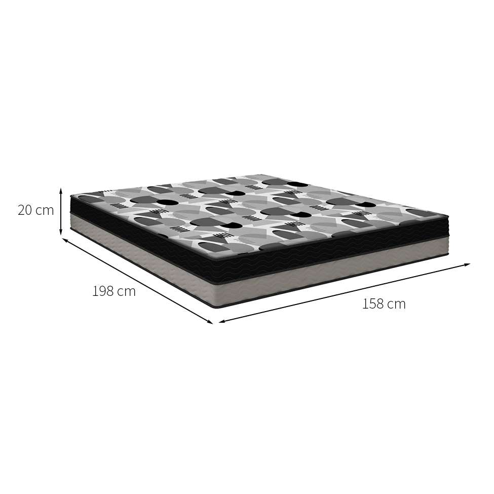 Colchão Queen ISO Dupla Face (20x158x198) Cinza e Preto