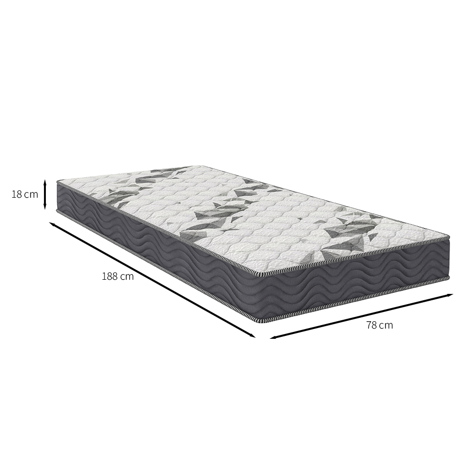 Colchão Solteiro Airtech D33 (18X78X188) Grafite e Branco