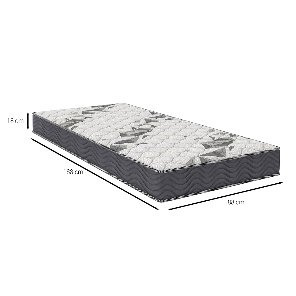 Colchão Solteiro Airtech D33 (18X88X188) Grafite e Branco