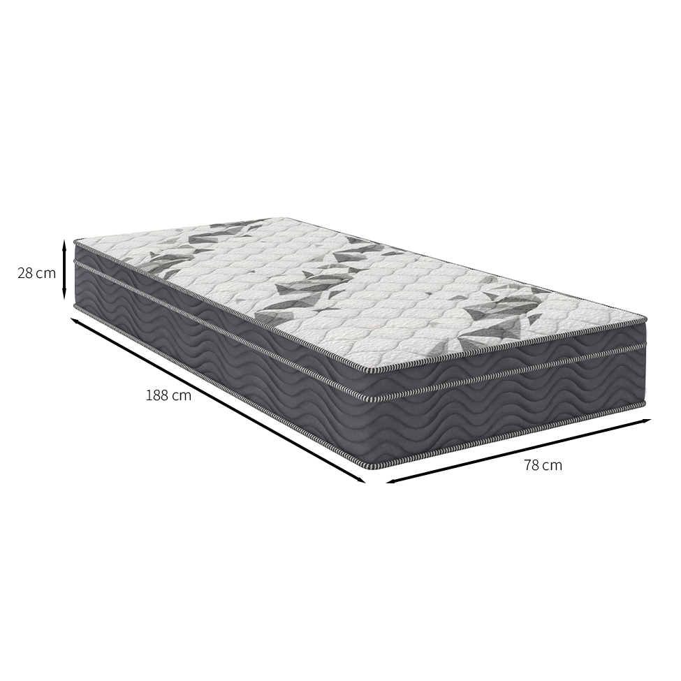 Colchão Solteiro Airtech D33 Ortopillow (28X78X188) Grafite e Branco