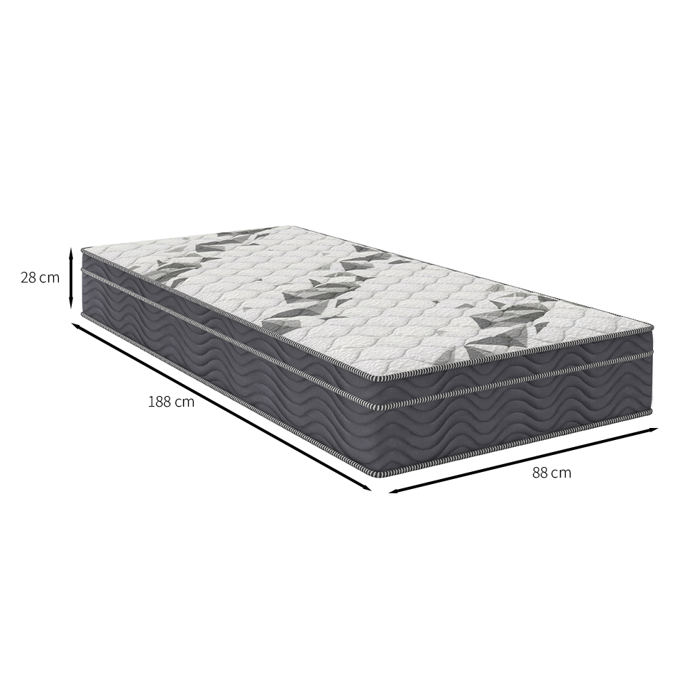 Colchão Solteiro Airtech D33 Ortopillow (28X88X188) Grafite e Branco