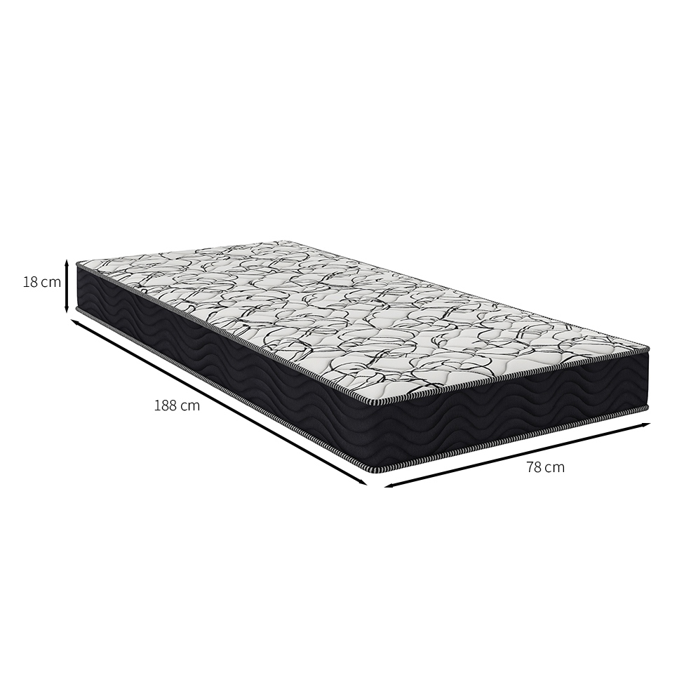 Colchão Solteiro Airtech D45 (18X78X188) Preto e Branco