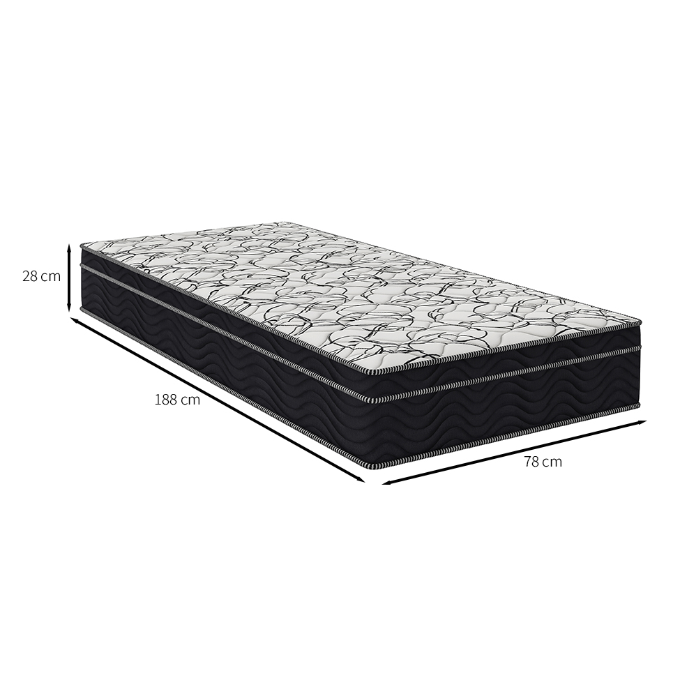 Colchão Solteiro Airtech D45 Ortopillow (28X78X188) Preto e Branco