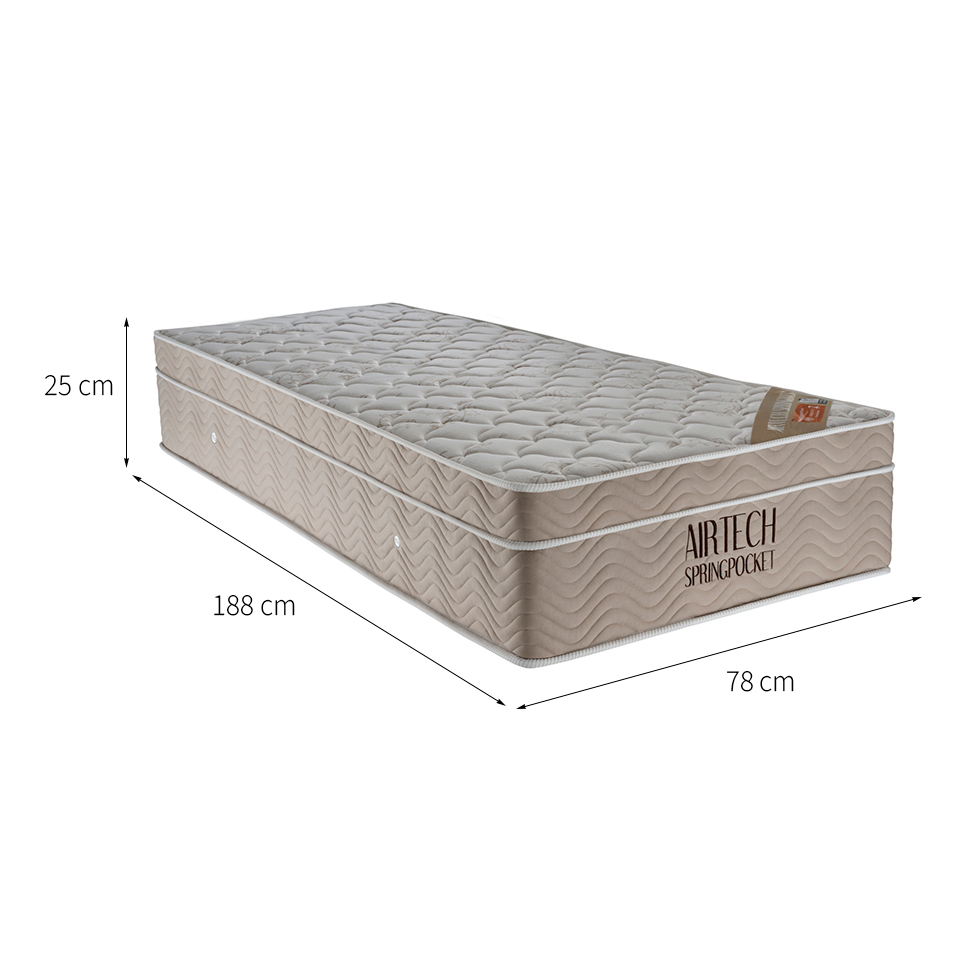Colchão Solteiro Airtech Spring Mola Superpocket (25x78x188) Bege