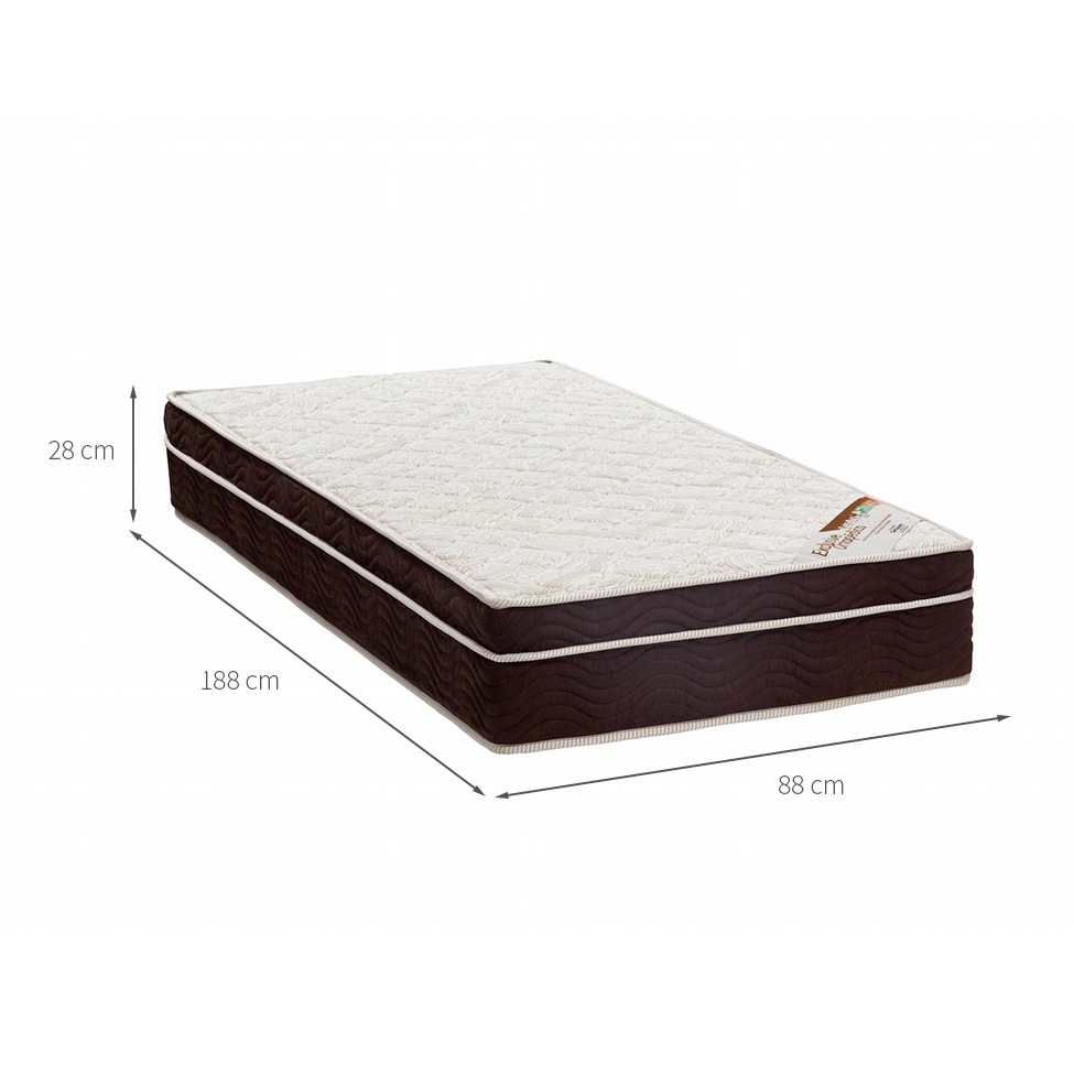 Colchão Solteiro Exclusive Ortopédico D26 (28x88x188) Branco e Marrom
