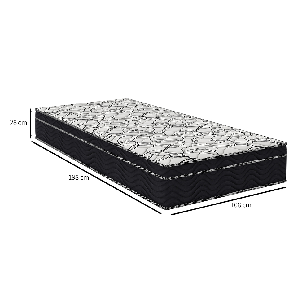Colchão Solteiro King Airtech D45 Ortopillow (28X108X198) Preto e Branco