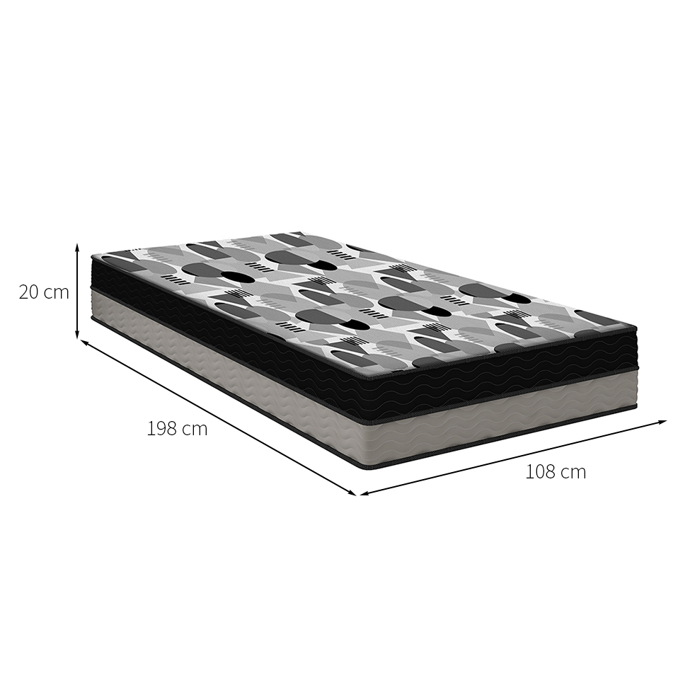 Colchão Solteiro King ISO Dupla Face (20x108x198) Cinza e Preto