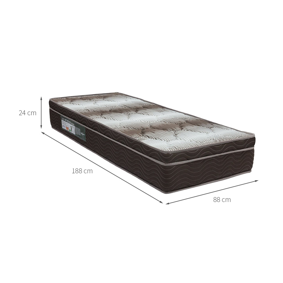 Colchão Solteiro Light Ortopédico D26 (24x88x188) Branco e Marrom