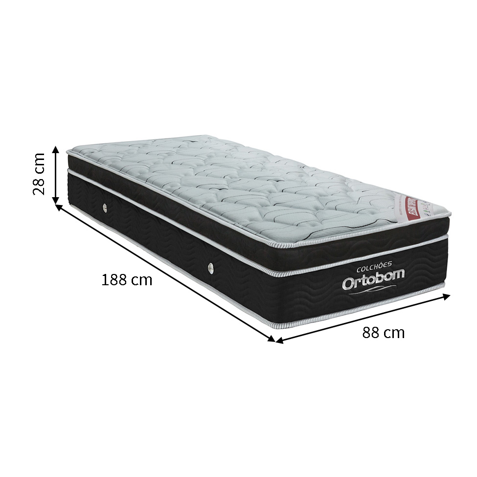 Colchão Solteiro Molas Ensacada Elegant Superpocket (28x88x188) Preto