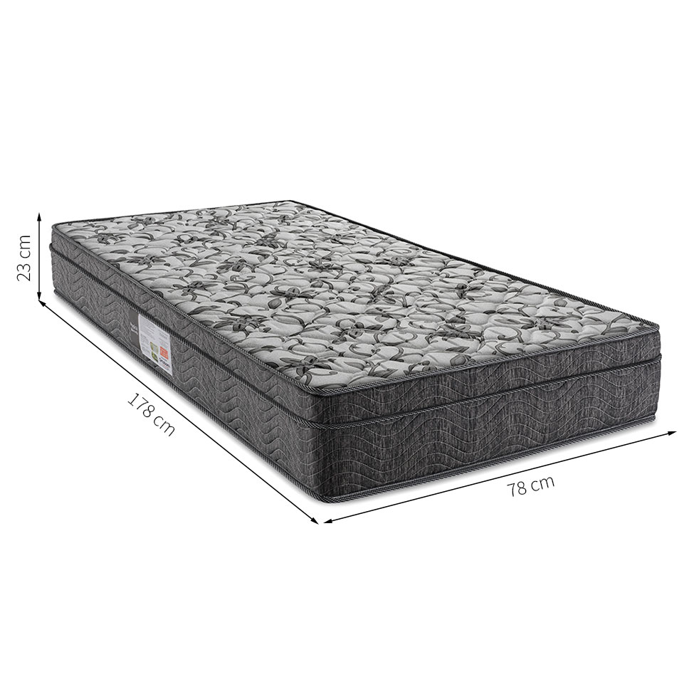 Colchão Solteiro Physical Nanolastic Molas Ensacadas (78x188x23) Cinza e Branco
