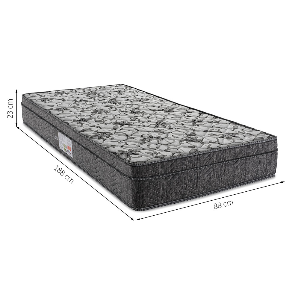 Colchão Solteiro Physical Nanolastic Molas Ensacadas (88x188x23) Cinza e Branco