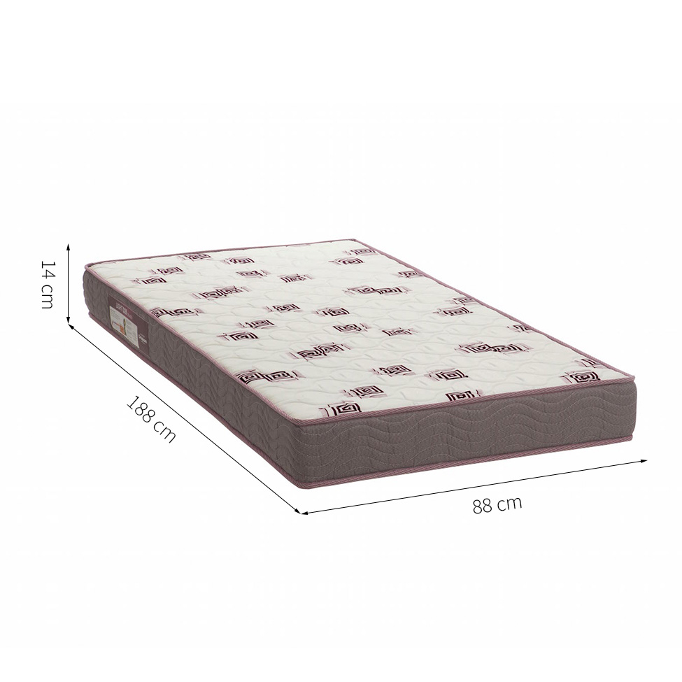 Colchão Solteiro de Espuma D28 Light (14x88x188) Grafite e Bordô