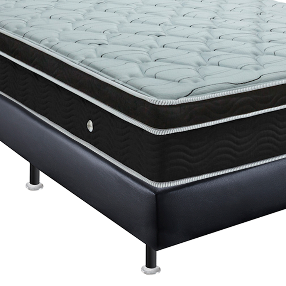 Conjunto Cama Box Cori com Colchão Queen Molas Ensacadas Elegant (28x158x198) Preto
