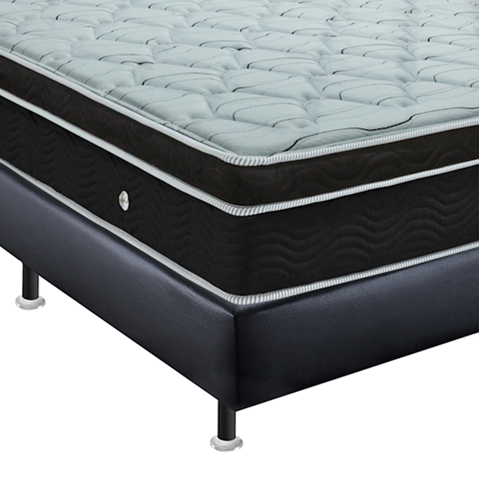 Conjunto Cama Box Cori com Colchão Super King Molas Ensacadas Elegant (28x193x203) Preto