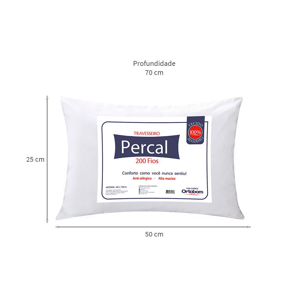 Travesseiro Percal 200 Fios Plus Branco