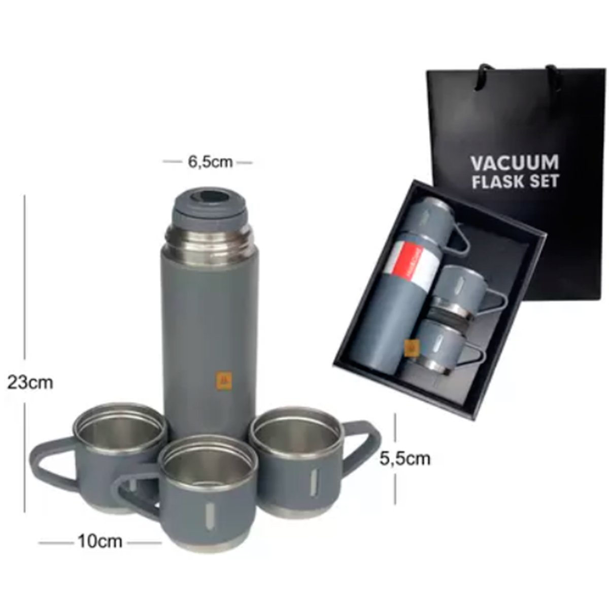 Kit Garrafa Térmica Vacuum Flask Set 500ml Com 3 Xícaras Variado