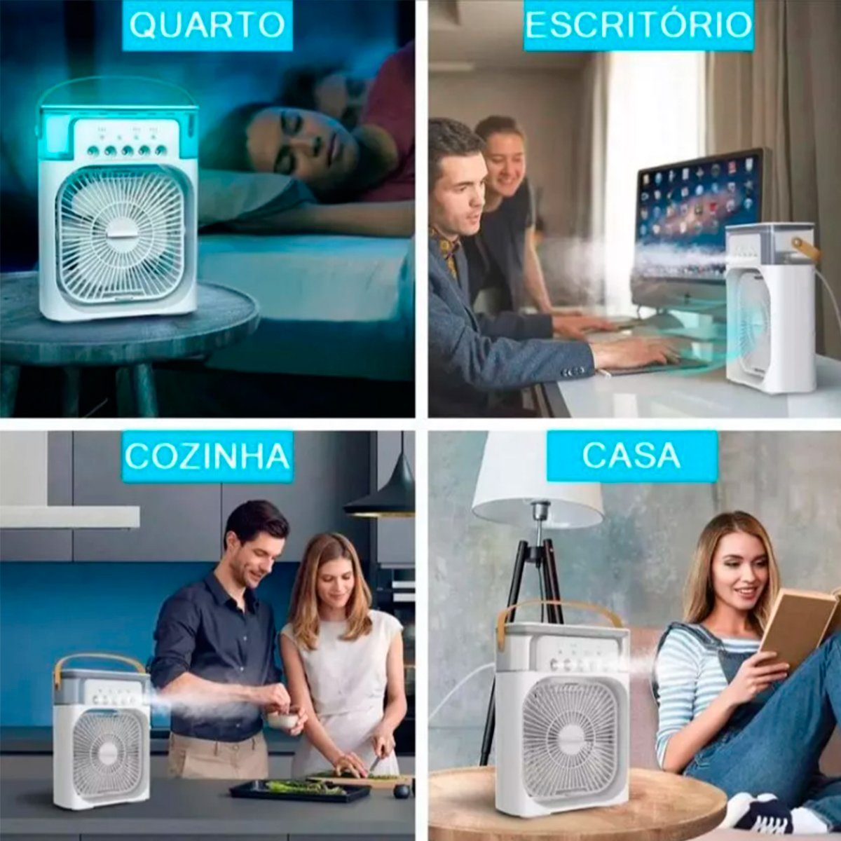 Mini Climatizador De Ar Com Reservatório Para Água E Gelo com Led Variado