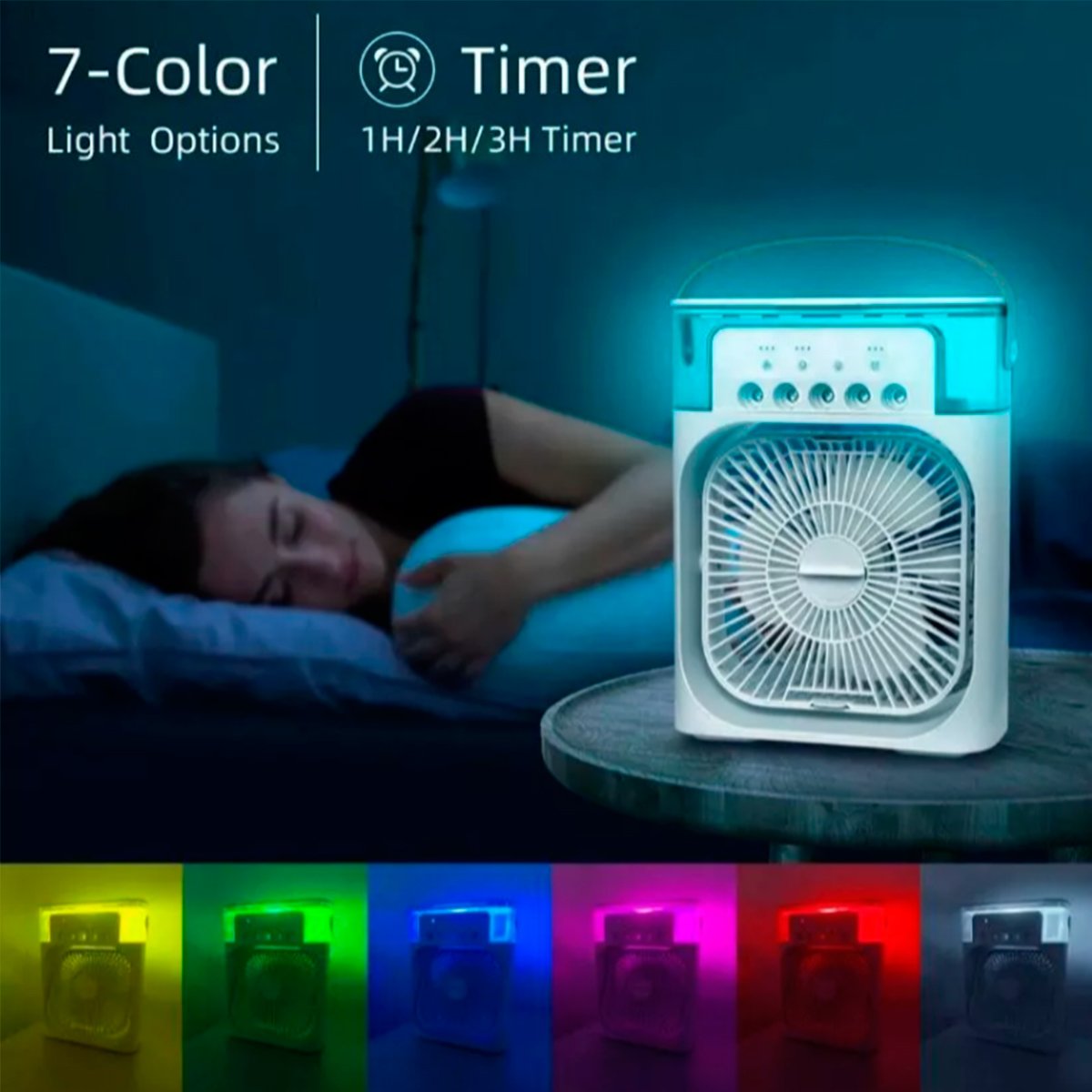Mini Climatizador De Ar Com Reservatório Para Água E Gelo com Led Variado