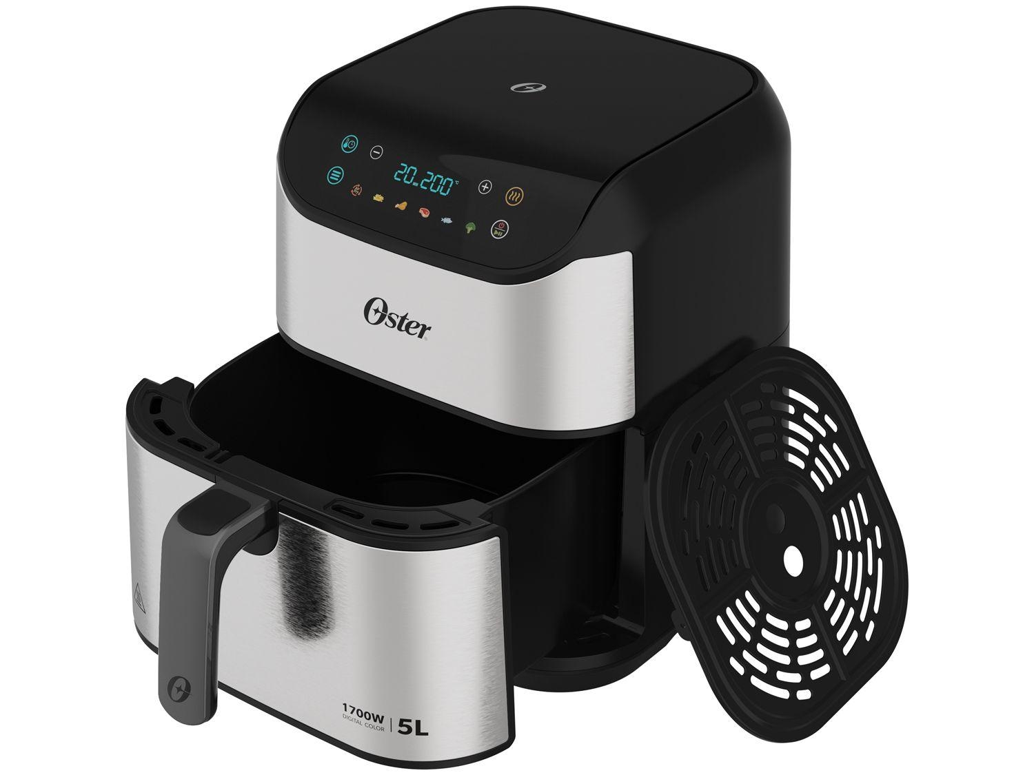 Air Fryer Oster OFRT930 Inox e Preto com Timer Inox 5L 110V