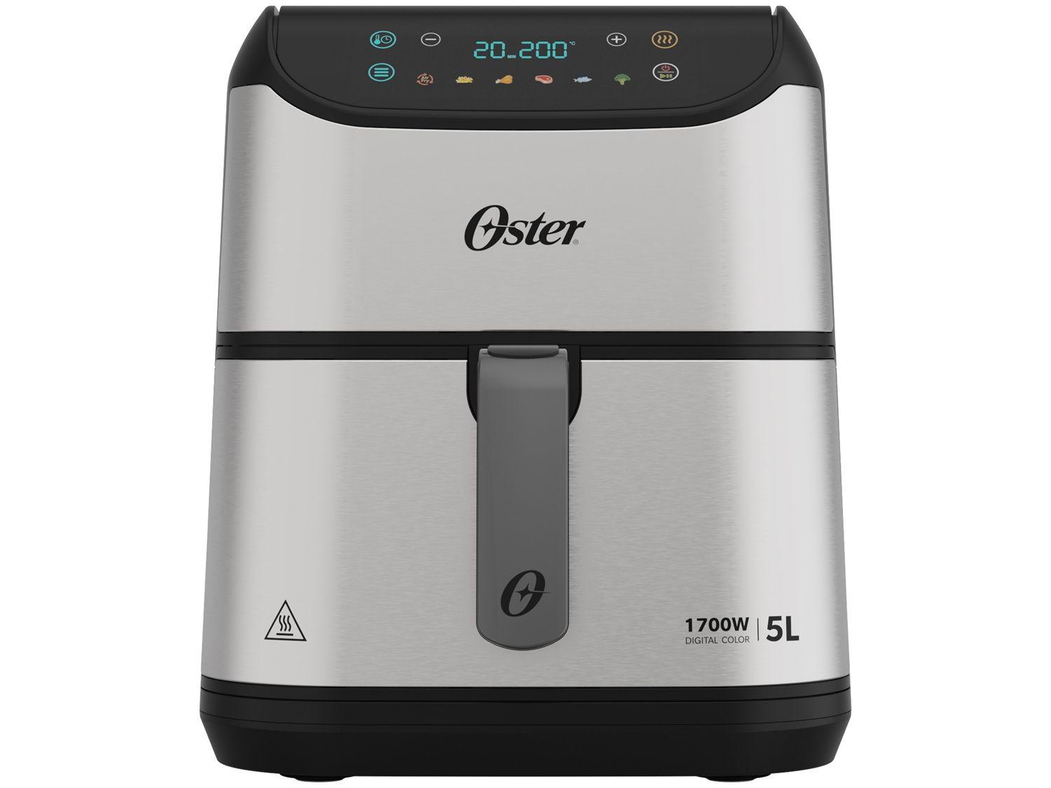 Air Fryer Oster OFRT930 Inox e Preto com Timer Inox 5L 220V