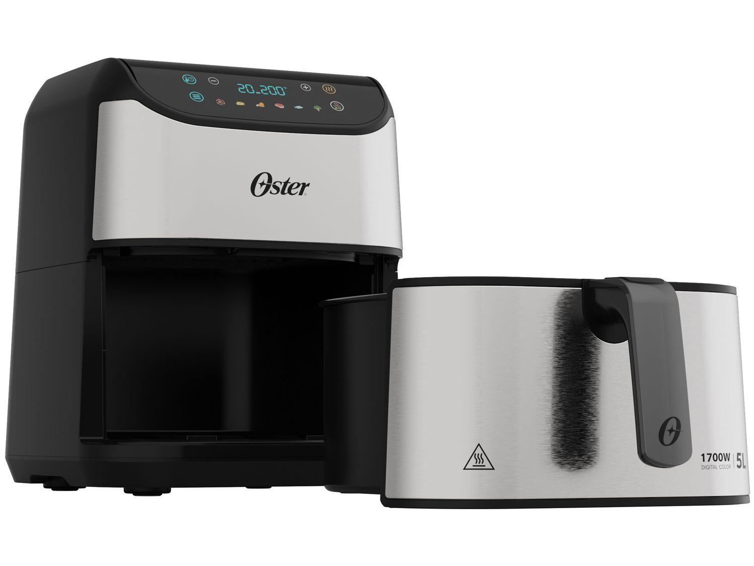 Air Fryer Oster OFRT930 Inox e Preto com Timer Inox 5L 220V