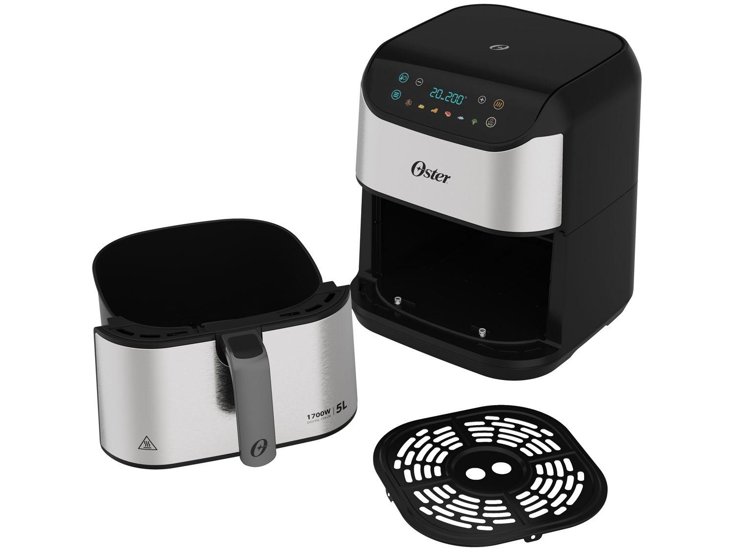 Air Fryer Oster OFRT930 Inox e Preto com Timer Inox 5L 220V